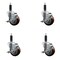 Service Caster 3.5'' SS Maroon Poly Swivel 1'' Expanding Stem Caster Set with Brake, 4PK SCC-SSEX20S3514-PPUB-MRN-TLB-1-4 - alternate 1